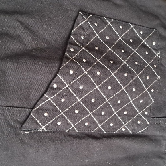 Tudor Court Haband Star-Studded Denim Jean Jacket 100% Cotton Black Size Large - Picture 5 of 8